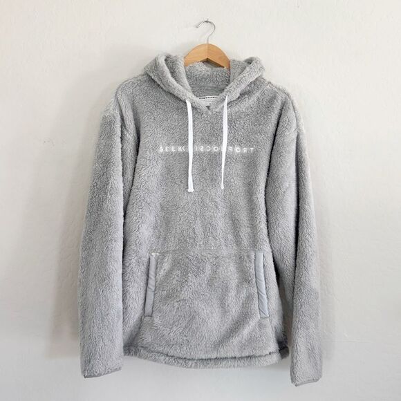 NWT Seek Discomfort Grey Sherpa Hoodie Unisex Size M - Picture 2 of 11